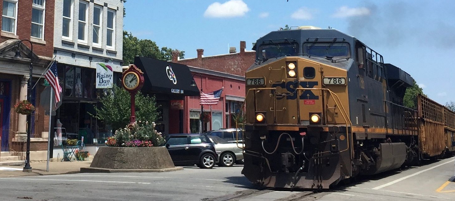 Trains run through Main Street an average of 30 times a day!
